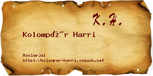 Kolompár Harri névjegykártya